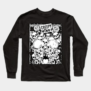 HALLOWEEN SKULLS CREEPY VIBES Long Sleeve T-Shirt